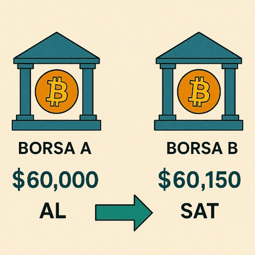 Bu basit şema, arbitrajın mantığını gösteriyor: Farklı borsalardaki küçük fiyat farklarından anlık kâr elde etmek.